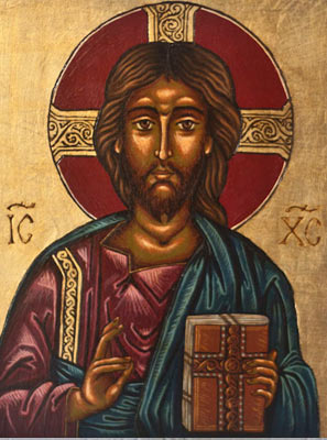 Icon painted on wood using oil paint and gilded with imitation gold leaf