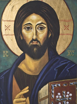 Icon painted on wood using oil paint and gilded with imitation gold leaf